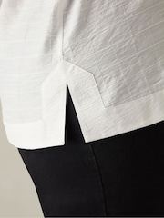Live Unlimited Ivory White Curve Textured V-Neck Blouse - Image 3 of 4