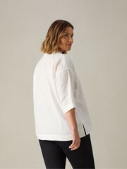 Live Unlimited Ivory White Curve Textured V-Neck Blouse - Image 4 of 4