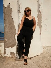 Live Unlimited Black Curve Petite Jersey Jumpsuit - Image 1 of 6