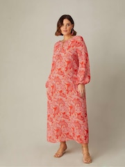 Live Unlimited Red Paisley Boho Maxi Dress - Image 3 of 7