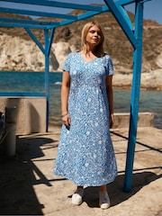 Live Unlimited Blue Curve Paisley Jersey Midi Dress - Image 1 of 5