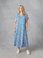 Live Unlimited Blue Curve Paisley Jersey Midi Dress - Image 3 of 5