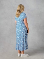 Live Unlimited Blue Curve Paisley Jersey Midi Dress - Image 4 of 5