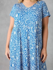 Live Unlimited Blue Curve Paisley Jersey Midi Dress - Image 5 of 5