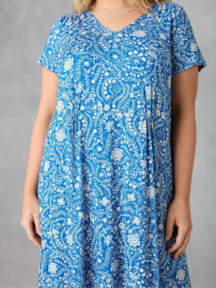 Live Unlimited Blue Curve Paisley Jersey Midi Dress - Image 5 of 5 Live Unlimited Blue Curve Paisley Jersey Midi Dress - Image 5 of 5