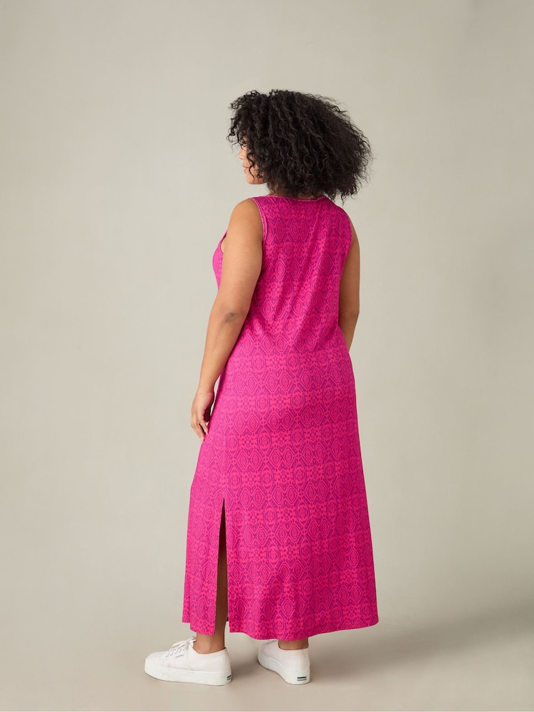 Live Unlimited Purple Geo Jersey Sleeveless Maxi Dress - Image 3 of 3