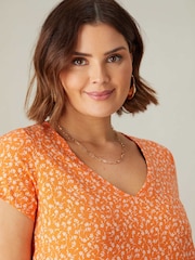 Live Unlimited Orange Curve  Ditsy Tiered Dress - Image 2 of 5