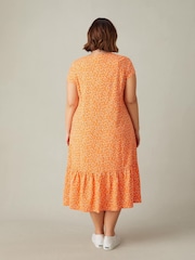 Live Unlimited Orange Curve  Ditsy Tiered Dress - Image 3 of 5