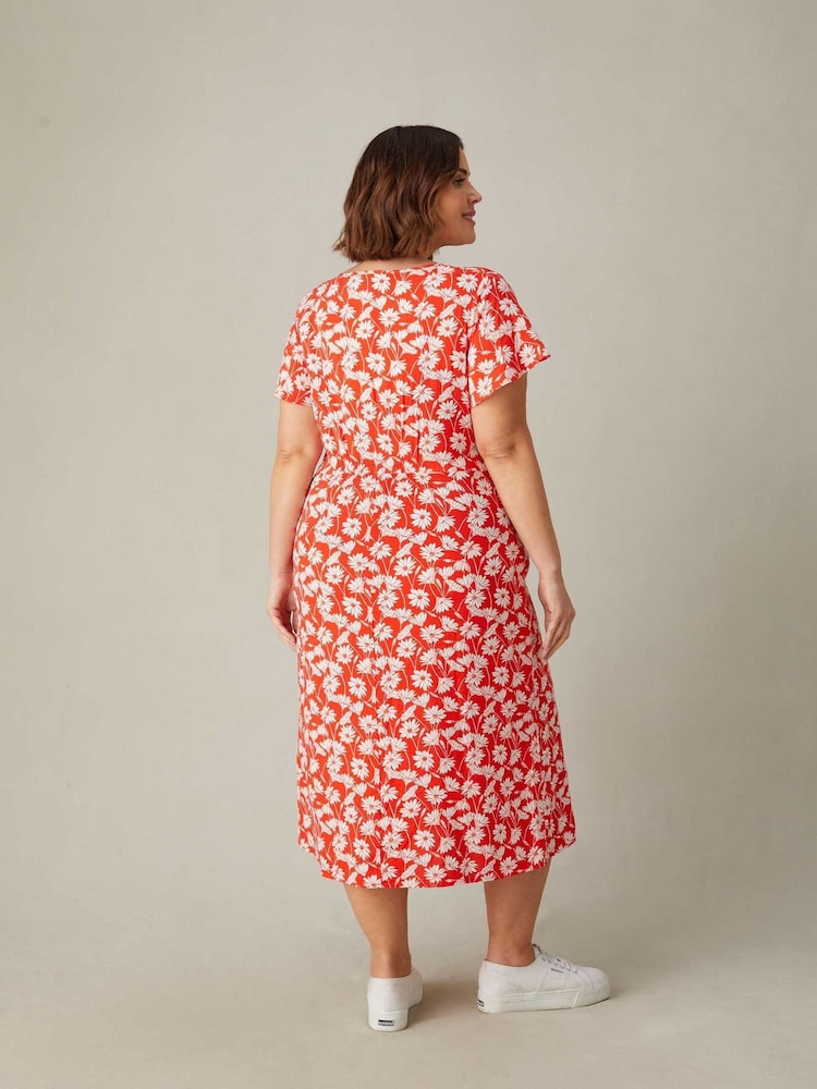 Live Unlimited Red Floral Print Midi Tea Dress - Image 2 of 5