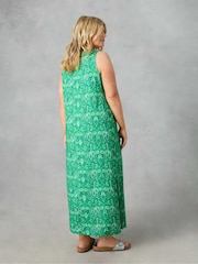 Live Unlimited Green Curve Paisley Jersey Sleeveless Maxi Dress - Image 3 of 5