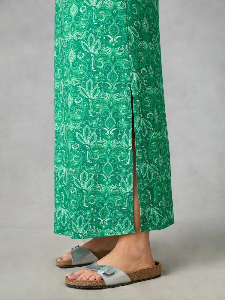 Live Unlimited Green Curve Paisley Jersey Sleeveless Maxi Dress - Image 5 of 5