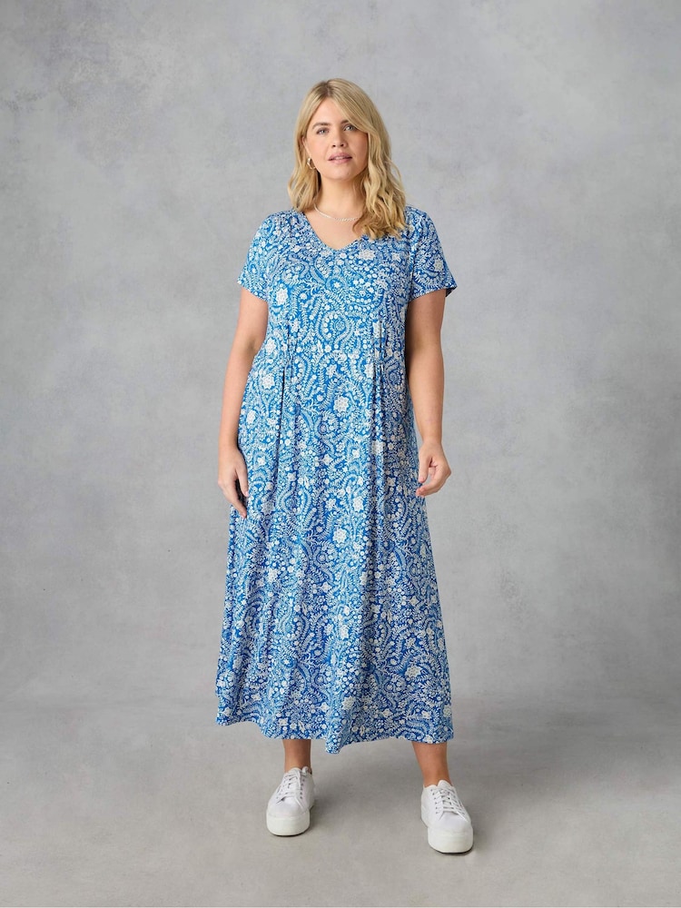 Live Unlimited Blue Curve Petite Paisley Jersey Midi Dress - Image 2 of 5