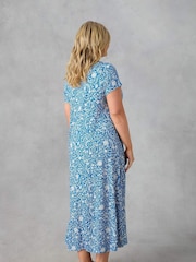 Live Unlimited Blue Curve Petite Paisley Jersey Midi Dress - Image 4 of 5