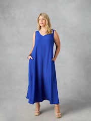 Live Unlimited Blue Curve Print V-Neck Maxi Swing Dress - Image 3 of 5