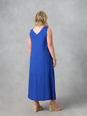 Live Unlimited Blue Curve Print V-Neck Maxi Swing Dress - Image 5 of 5