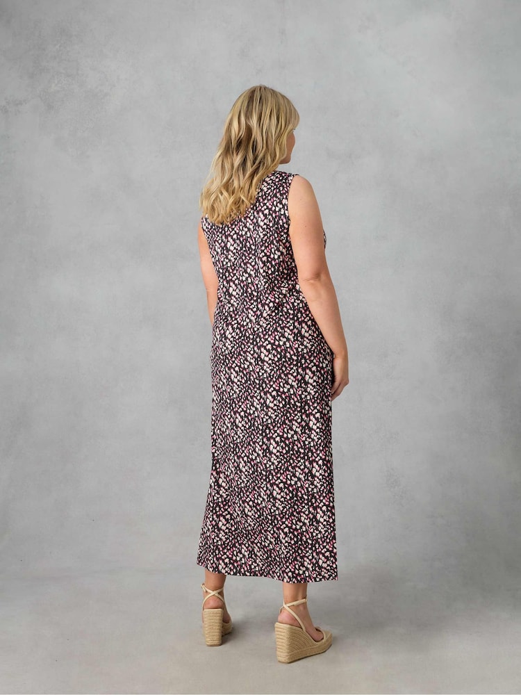 Live Unlimited Blue Curve Petite Ditsy Jersey Sleeveless Maxi Dress - Image 5 of 5