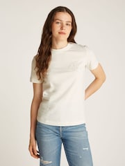 Calvin Klein Jeans 100% Cotton Satin Regular Fit White T-Shirt - Image 1 of 6