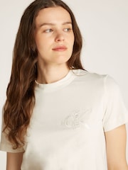 Calvin Klein Jeans 100% Cotton Satin Regular Fit White T-Shirt - Image 3 of 6