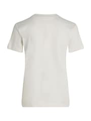 Calvin Klein Jeans 100% Cotton Satin Regular Fit White T-Shirt - Image 5 of 6