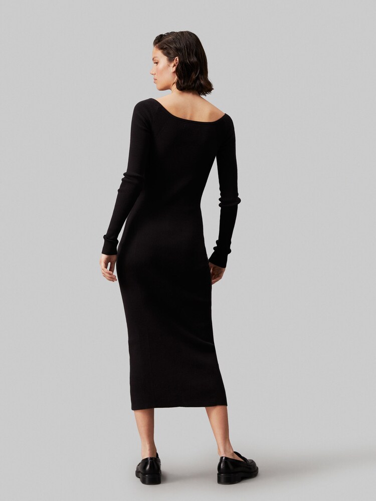 Calvin Klein Jeans Button Long Sweater Black Dress - Image 2 of 5 Calvin Klein Jeans Button Long Sweater Black Dress - Image 2 of 5