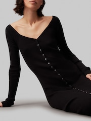 Calvin Klein Jeans Button Long Sweater Black Dress - Image 3 of 5