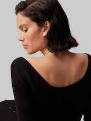 Calvin Klein Jeans Button Long Sweater Black Dress - Image 4 of 5