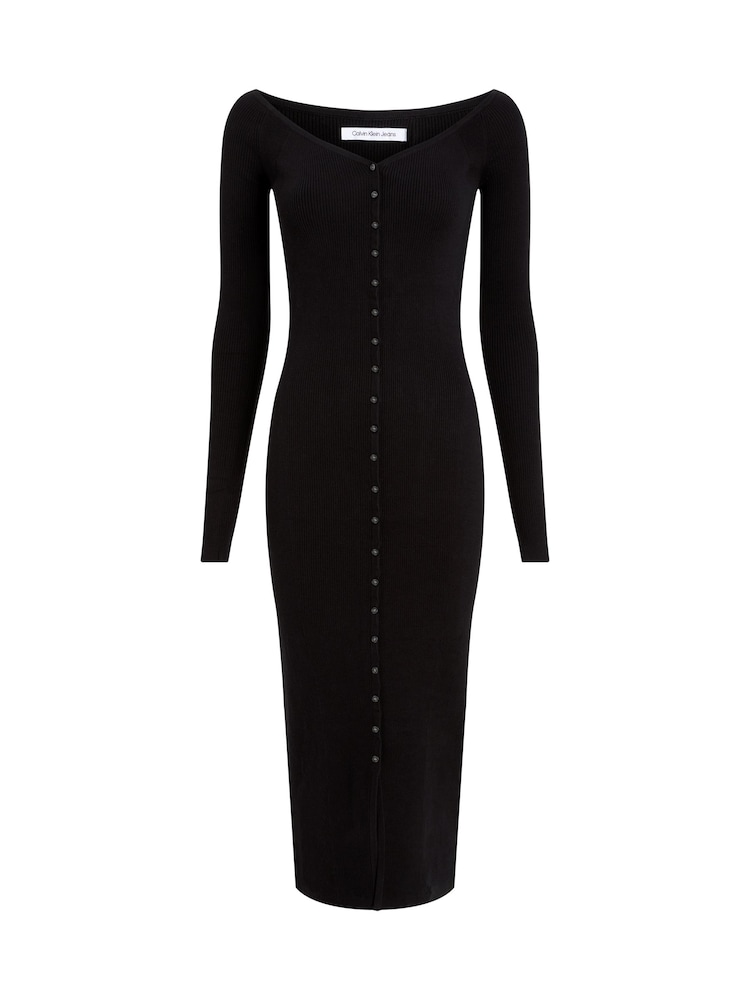 Calvin Klein Jeans Button Long Sweater Black Dress - Image 5 of 5 Calvin Klein Jeans Button Long Sweater Black Dress - Image 5 of 5