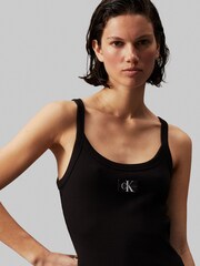 Calvin Klein Jeans Ribbed Tank Bodycon Black Dress - Image 4 of 5