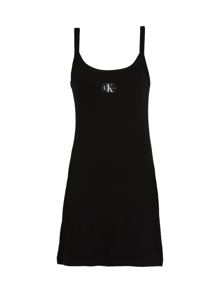 Calvin Klein Jeans Ribbed Tank Bodycon Black Dress - Image 5 of 5