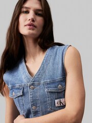 أزرق - فستان دنيم بلا أكمام من Calvin Klein Jeans - صورة 3 من 5