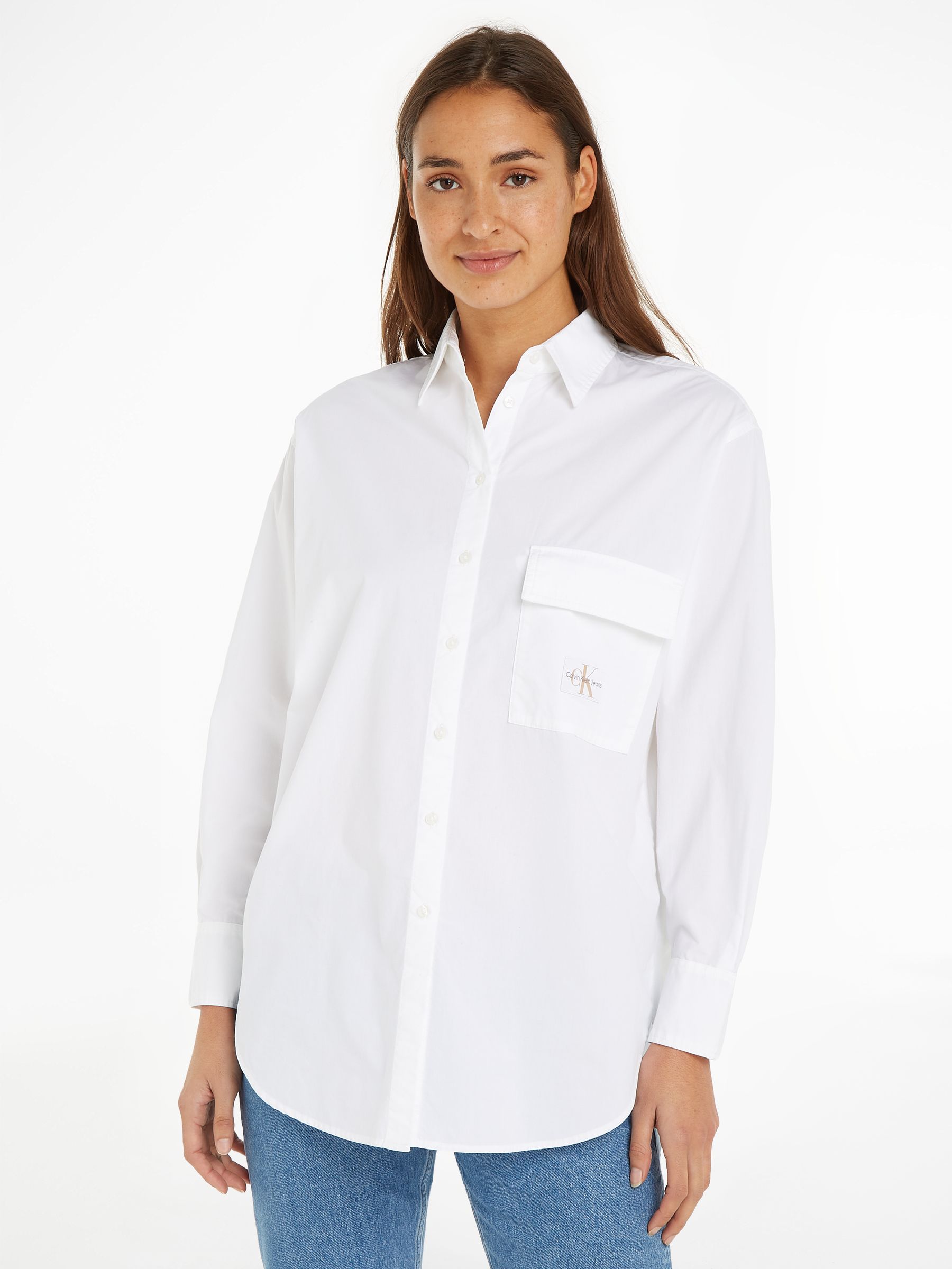 Buy Calvin Klein Jeans Utility Long Sleeved 100 Cotton White Shirt from Next Luxembourg