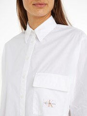 Calvin Klein Jeans Utility Long Sleeved 100% Cotton White Shirt - Image 3 of 6