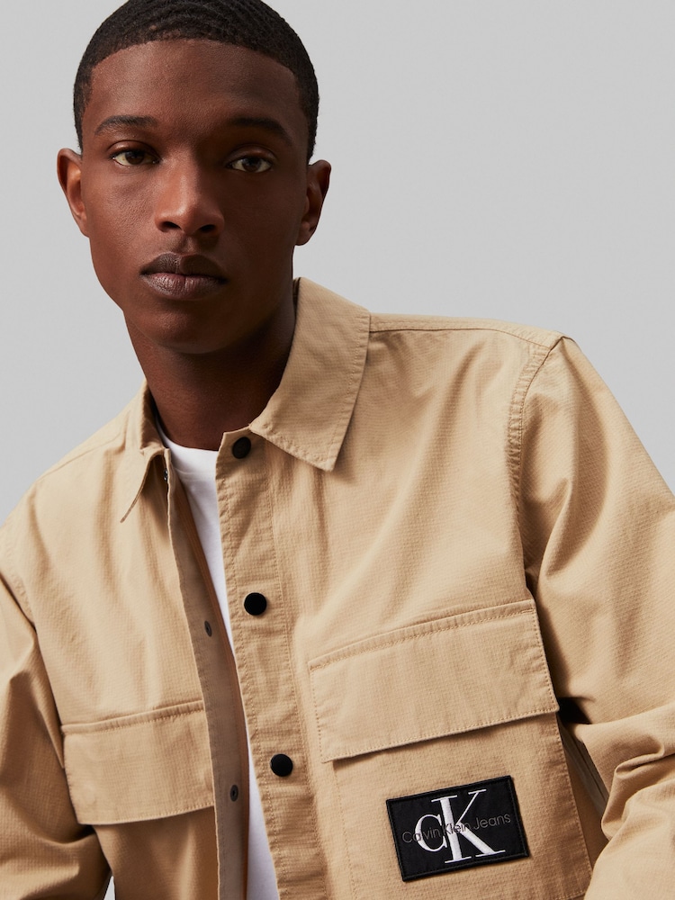 Calvin Klein Jeans Cargo Brown Overshirt - Image 2 of 5 Calvin Klein Jeans Cargo Brown Overshirt - Image 2 of 5