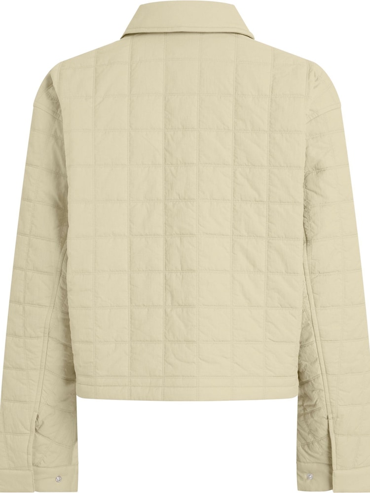Calvin Klein Jeans Cream Grid Quilted Short Jacket - Image 2 of 5