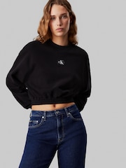 Calvin Klein Jeans Woven Crew-Neck 100% Cottton Black Sweatshirt - Image 3 of 5