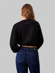 Calvin Klein Jeans Woven Crew-Neck 100% Cottton Black Sweatshirt - Image 4 of 5