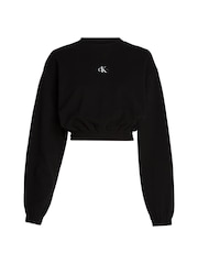 Calvin Klein Jeans Woven Crew-Neck 100% Cottton Black Sweatshirt - Image 5 of 5