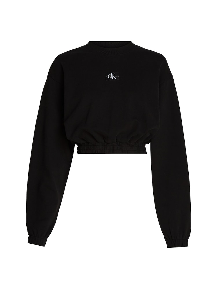 Calvin Klein Jeans Woven Crew-Neck 100% Cottton Black Sweatshirt - Image 5 of 5