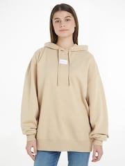 Calvin Klein Jeans Oversized Green Woven Label 100% Cotton Hoodie - Image 1 of 6