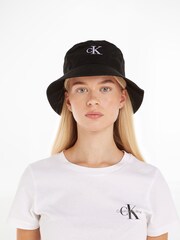Calvin Klein Black Monogram Embroidered Bucket Hat - Image 3 of 3