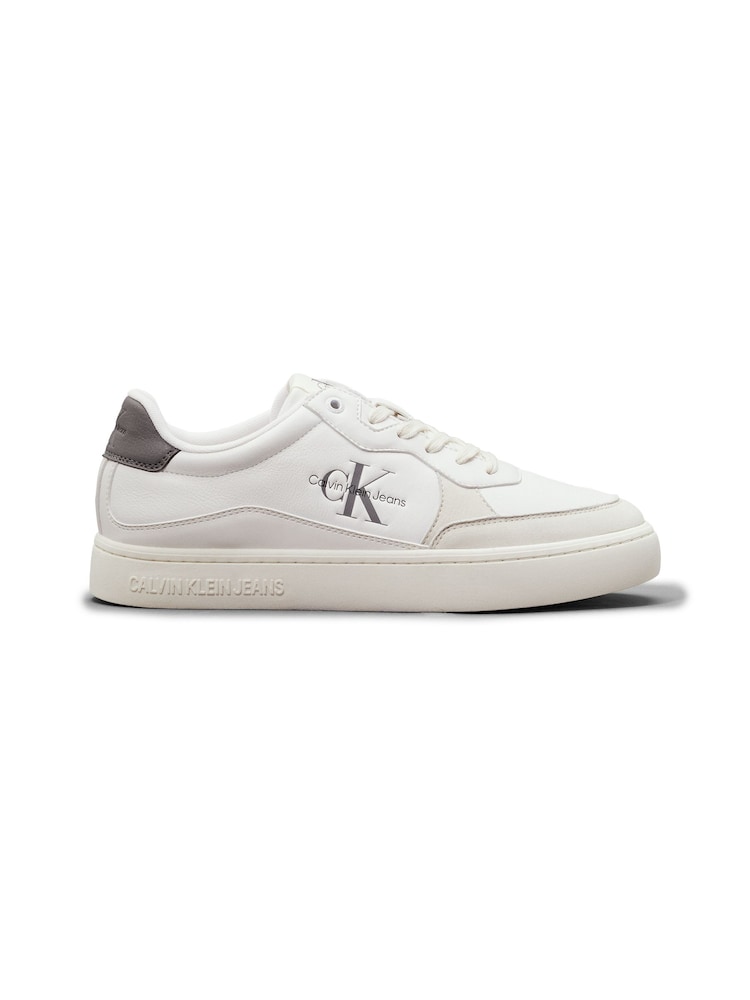 Calvin Klein Grey Classic Cupsole Low Lace-Up Trainers - Image 1 of 5 Calvin Klein Grey Classic Cupsole Low Lace-Up Trainers - Image 1 of 5