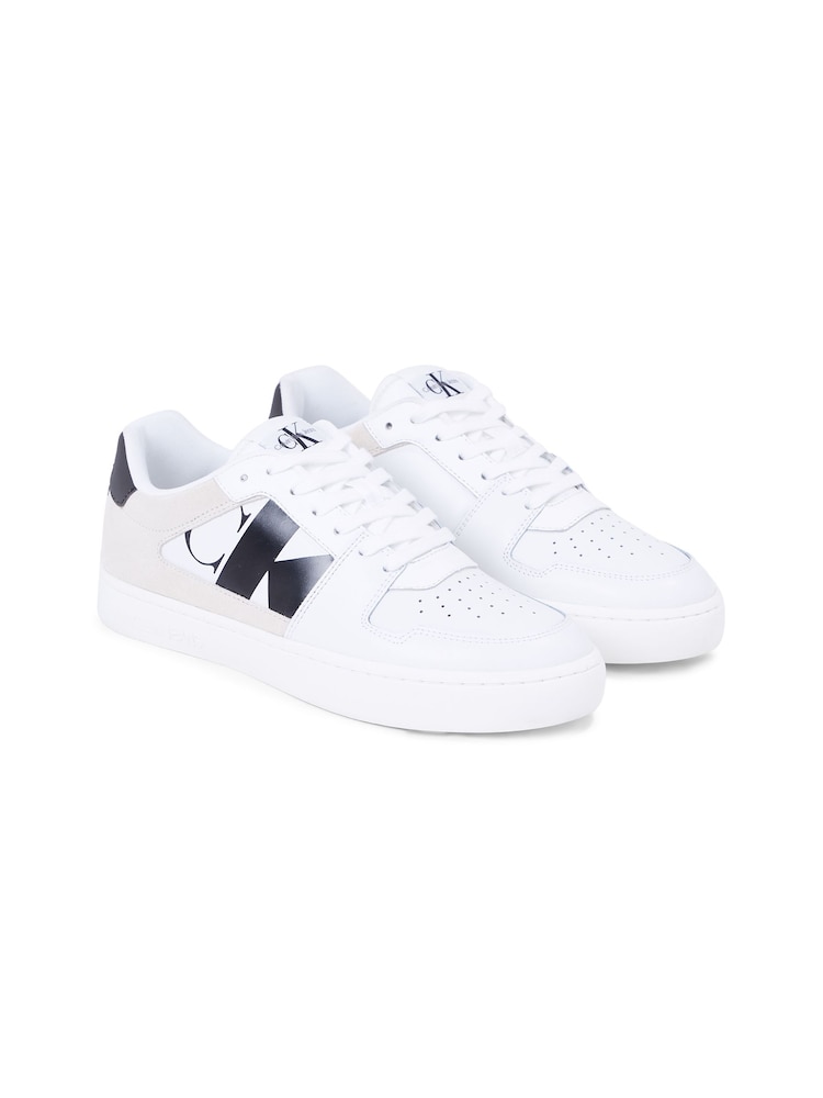 Calvin Klein White Classic Cupsole Low Lace-Up Trainers - Image 1 of 4 Calvin Klein White Classic Cupsole Low Lace-Up Trainers - Image 1 of 4