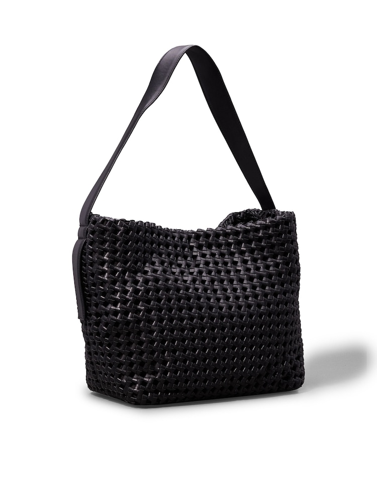Calvin Klein Black Medium Braided Shoulder Bag - Image 2 of 5