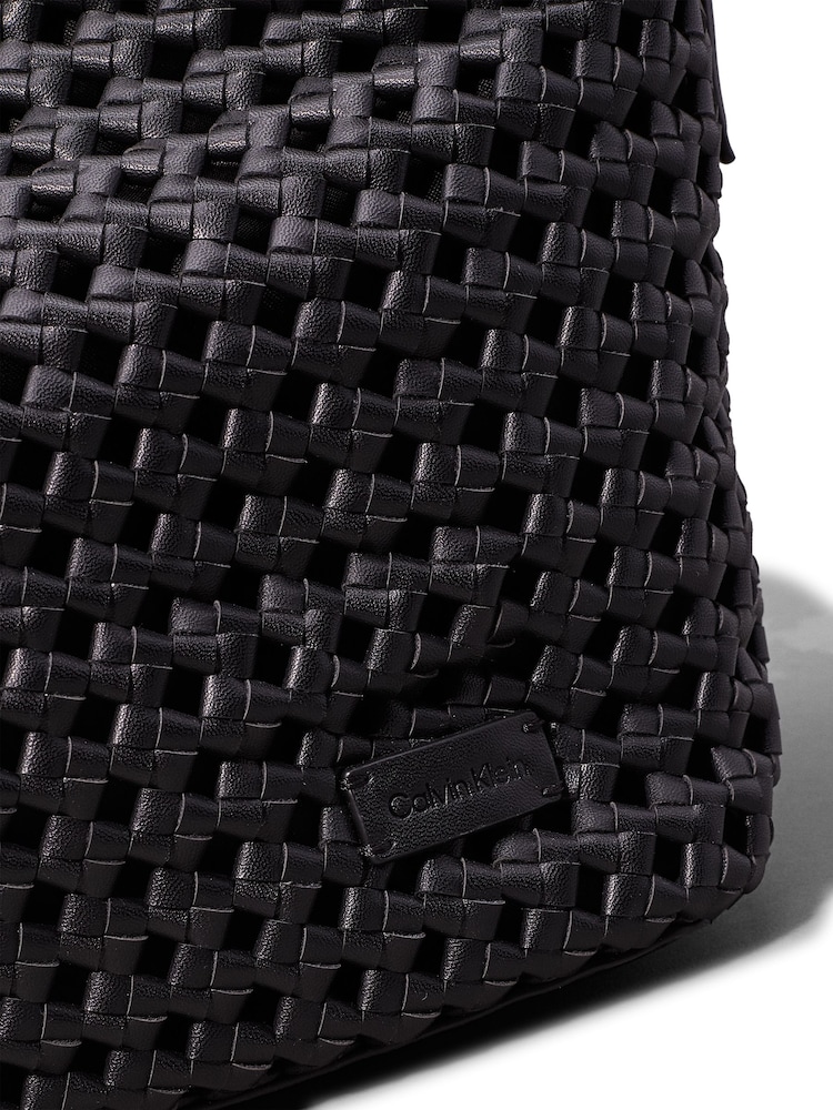 Calvin Klein Black Medium Braided Shoulder Bag - Image 3 of 5
