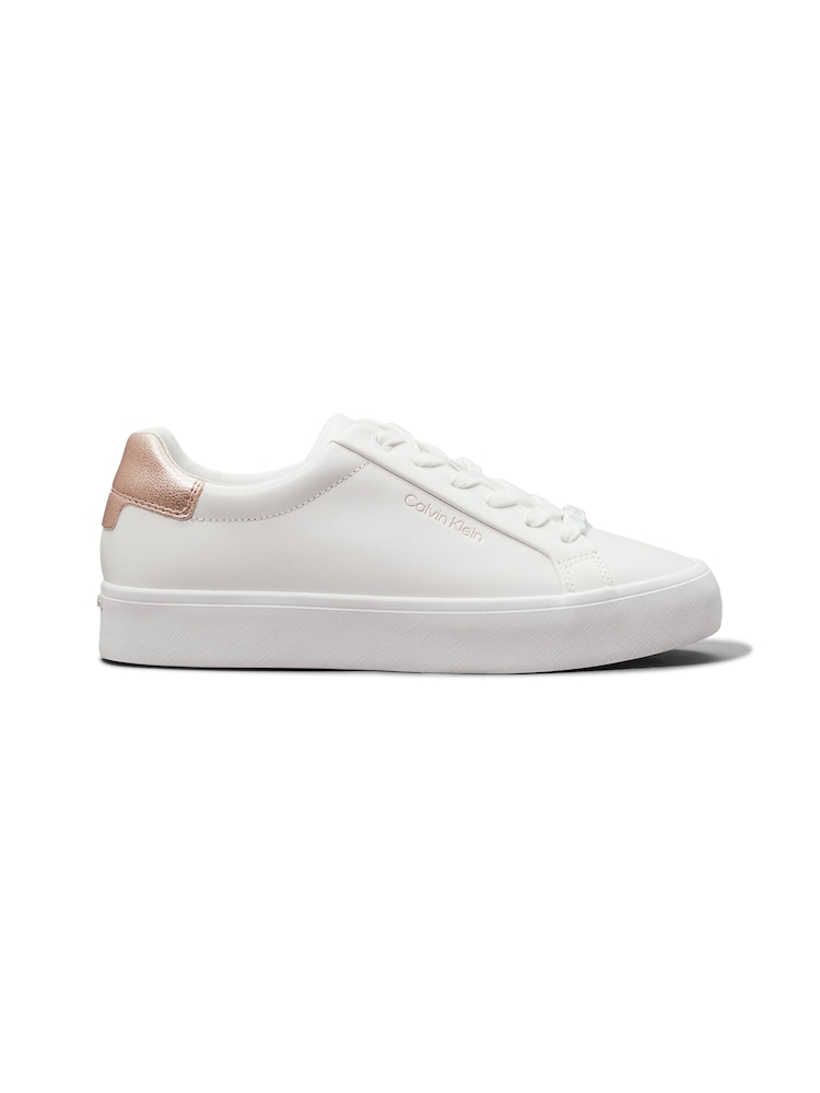 Calvin Klein White Lace-Up Trainers - Image 1 of 5