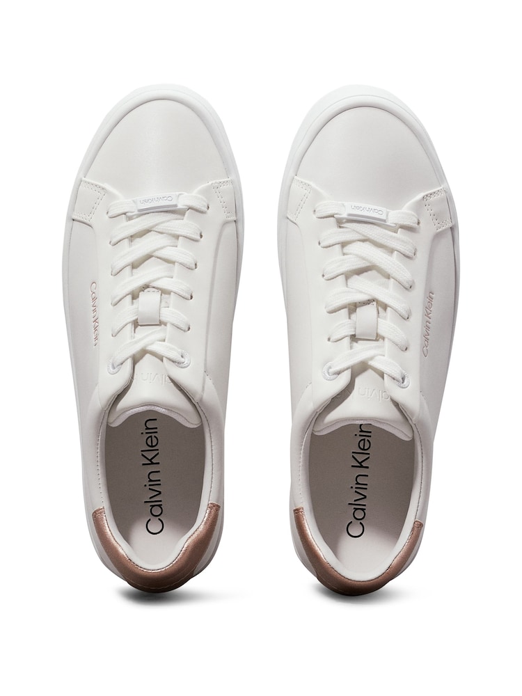 Calvin Klein White Lace-Up Trainers - Image 5 of 5