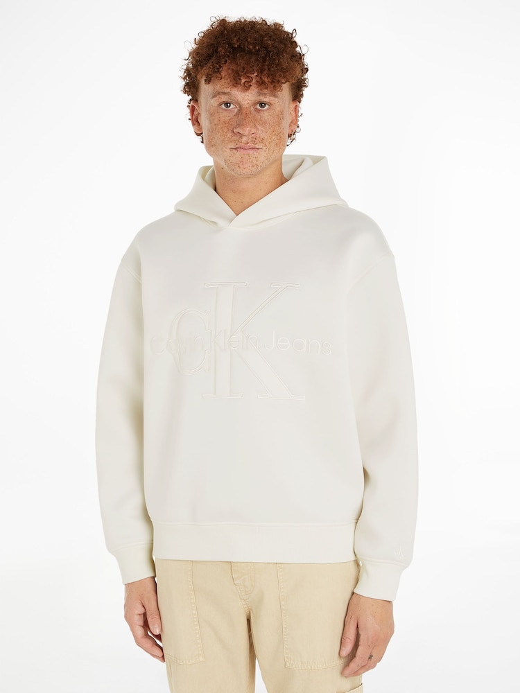 Calvin Klein Jeans Scuba White Hoodie - Image 1 of 6 Calvin Klein Jeans Scuba White Hoodie - Image 1 of 6