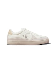 Calvin Klein White/Aqua Blue Classic Cupsole Low Lace-Up Trainers - Image 1 of 5