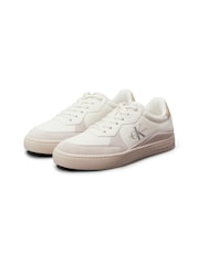 Calvin Klein White/Aqua Blue Classic Cupsole Low Lace-Up Trainers - Image 3 of 5