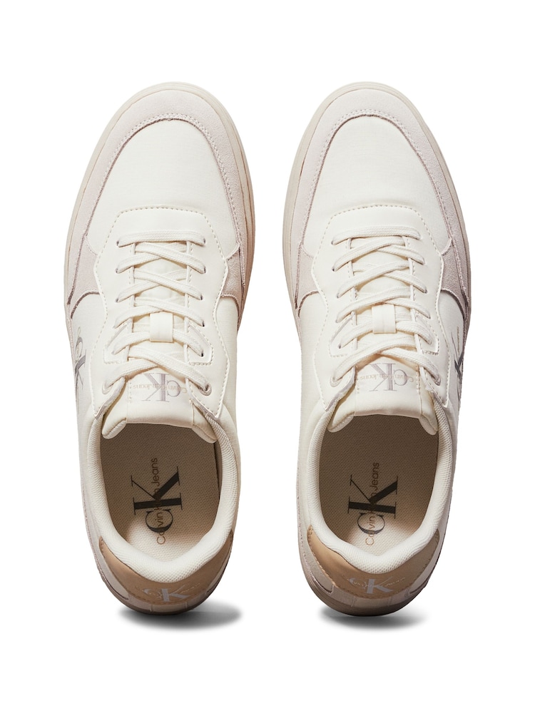 Calvin Klein White/Aqua Blue Classic Cupsole Low Lace-Up Trainers - Image 5 of 5
